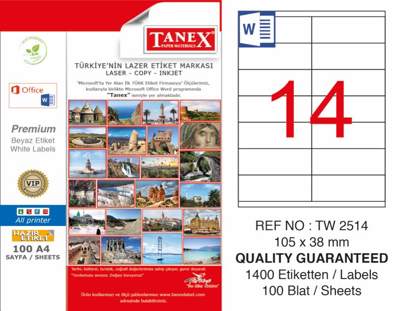 TANEX TW-2514 LAZER ETİKET 105X38MM
