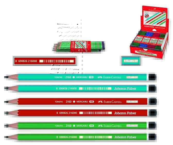 FABER KÖŞELİ MERCANLI KURŞUN KALEM 160000