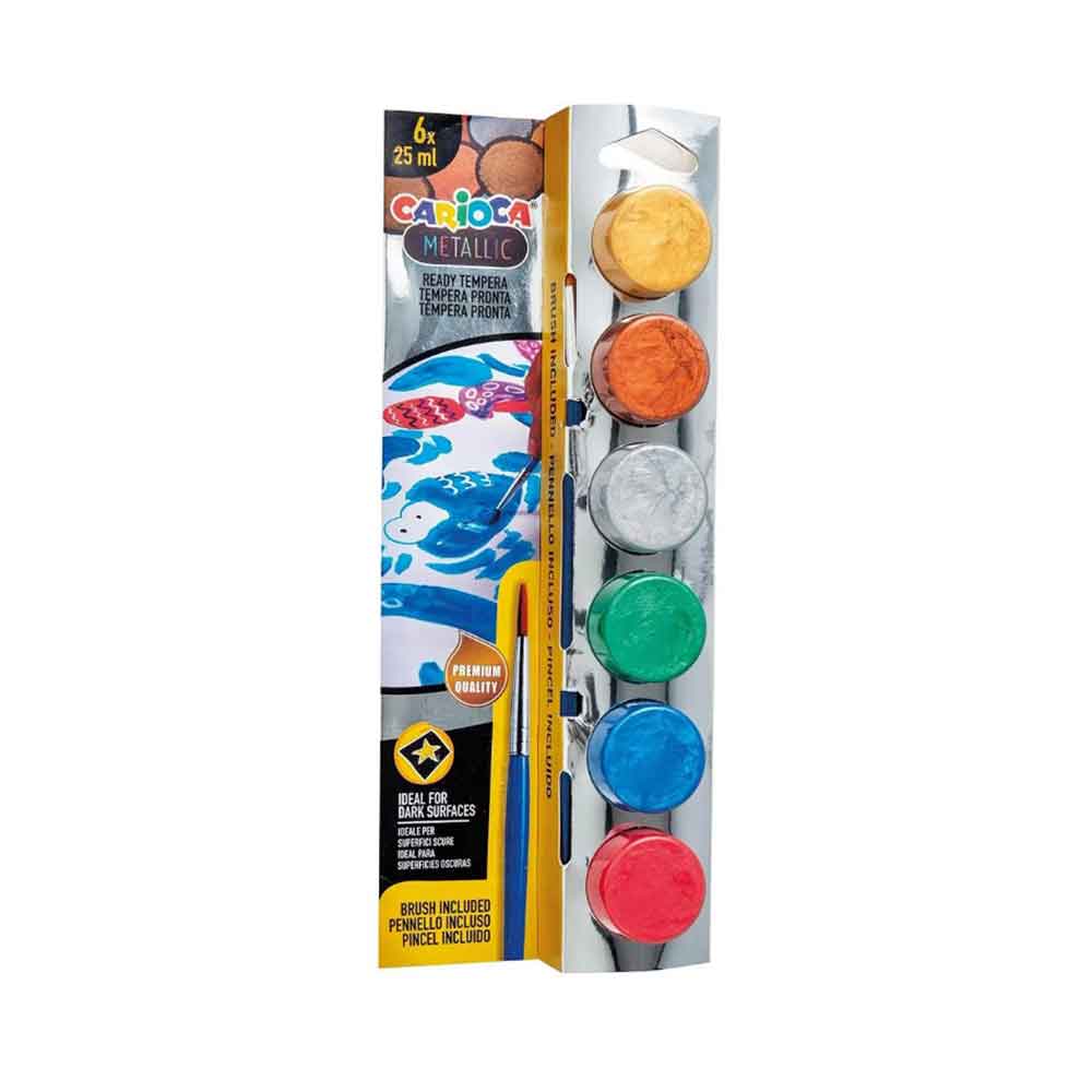 CARİOCA 40426 TEMPERA BOYA METALİK SÜPER YIKANABİLİR 25MLX6 RENK
