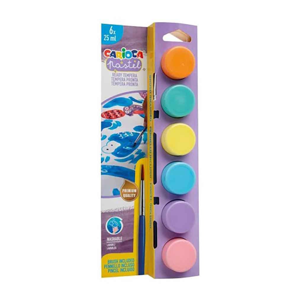 CARİOCA 40485 TEMPERA BOYA PASTEL SÜPER YIKANABİLİR 25MLX8 6 RENK