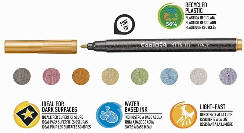 CARİOCA 43162 KEÇELİ KALEM METALİK 8Lİ