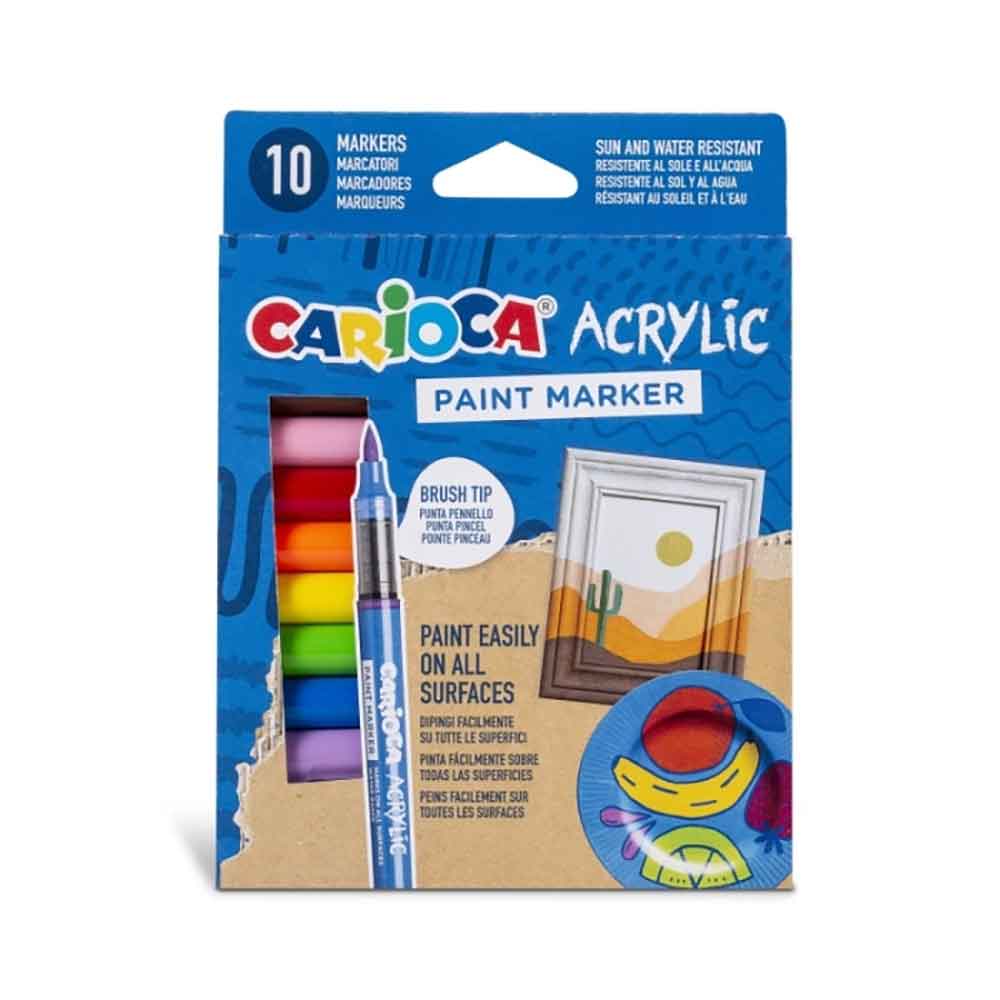CARİOCA 45281 AKRİLİK PAİNT MARKÖR SU BAZLI FIRÇA UÇLU 10LU