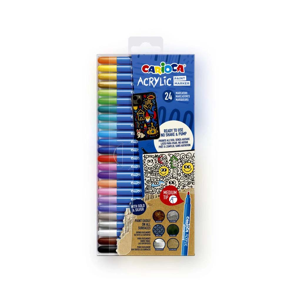 CARİOCA 45295 AKRİLİK PAİNT MARKÖR SU BAZLI MEDİUMUÇ 24LÜ SET
