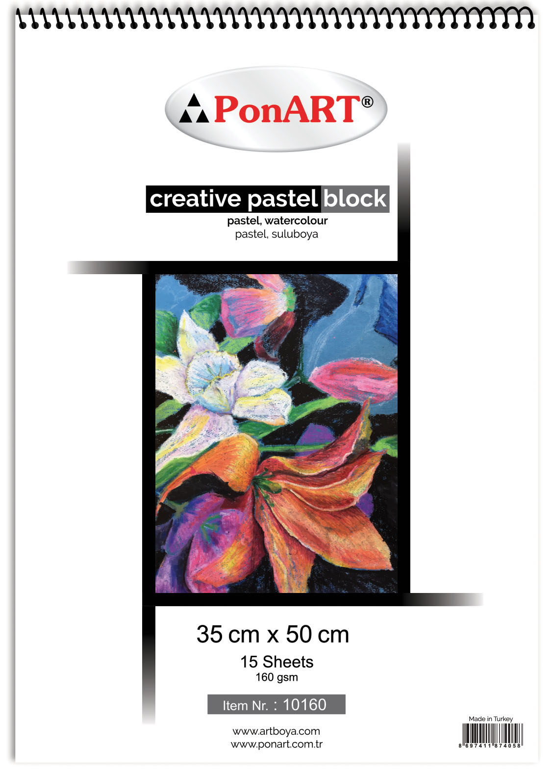 PONART PHM10-160 PASTEL BLOK 160GR 35X50 15YP