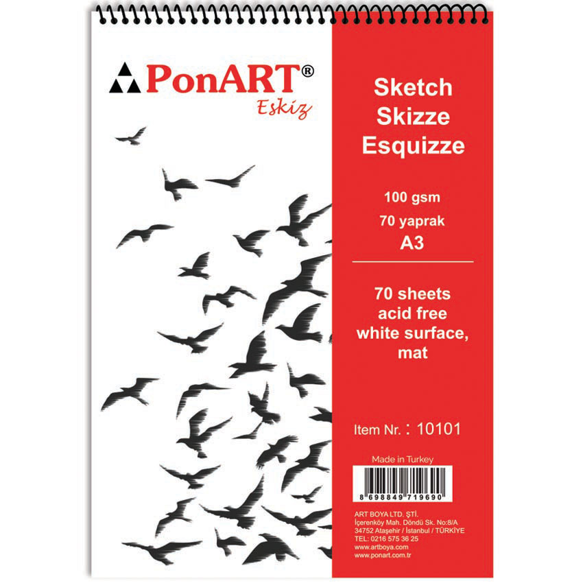 PONART PHM10-101 ESKİZ BLOK 100GR A3 70YP