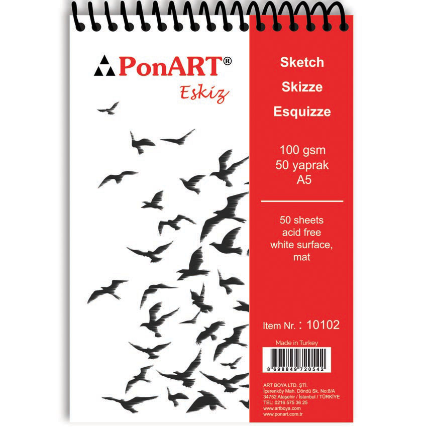 PONART PHM10-102 ESKİZ BLOK 100GR A5 50YP