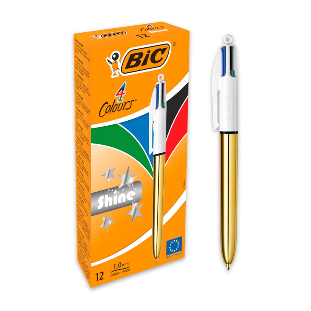 BİC 4 COLOURS TÜKENMEZ KALEM SHINE ALTIN GÖVDE 964774/982878