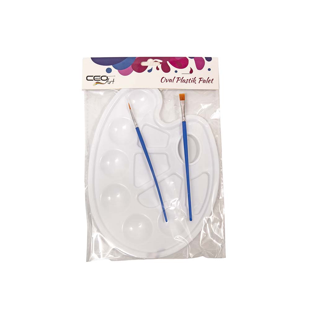 CEOART SN0016 OVAL PLASTİK PALET+FIRÇA SET