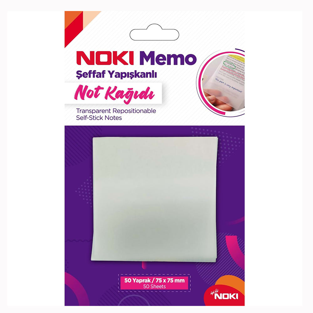 NOKİ MEMO NOT 75X75 ŞEFFAF YAP.KAĞIT 50YP 12300