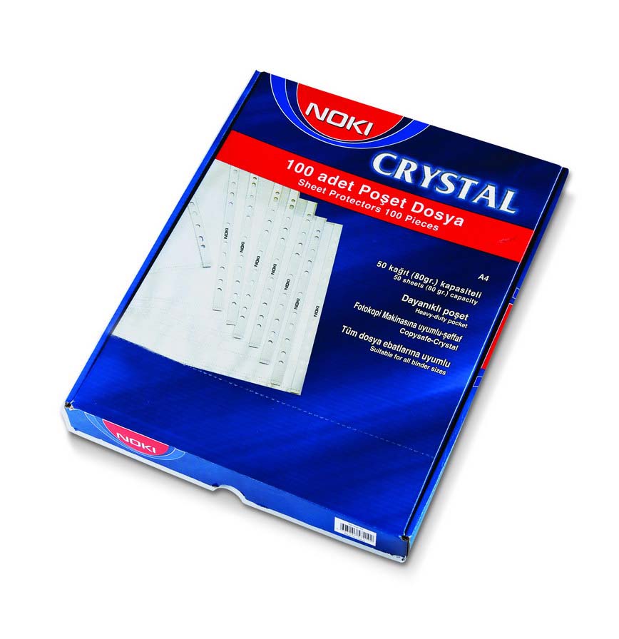 NOKİ 4830-CR DELİKLİ POŞET DOSYA KRİSTAL A4 100LÜ