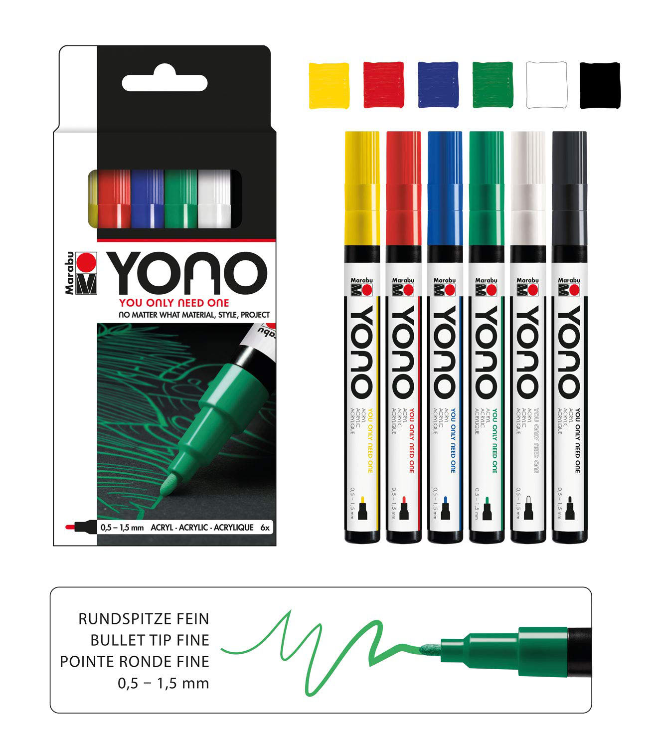 PONART MA-003999 MARABU YONO MARKÖR 6X0.5-1MM SET