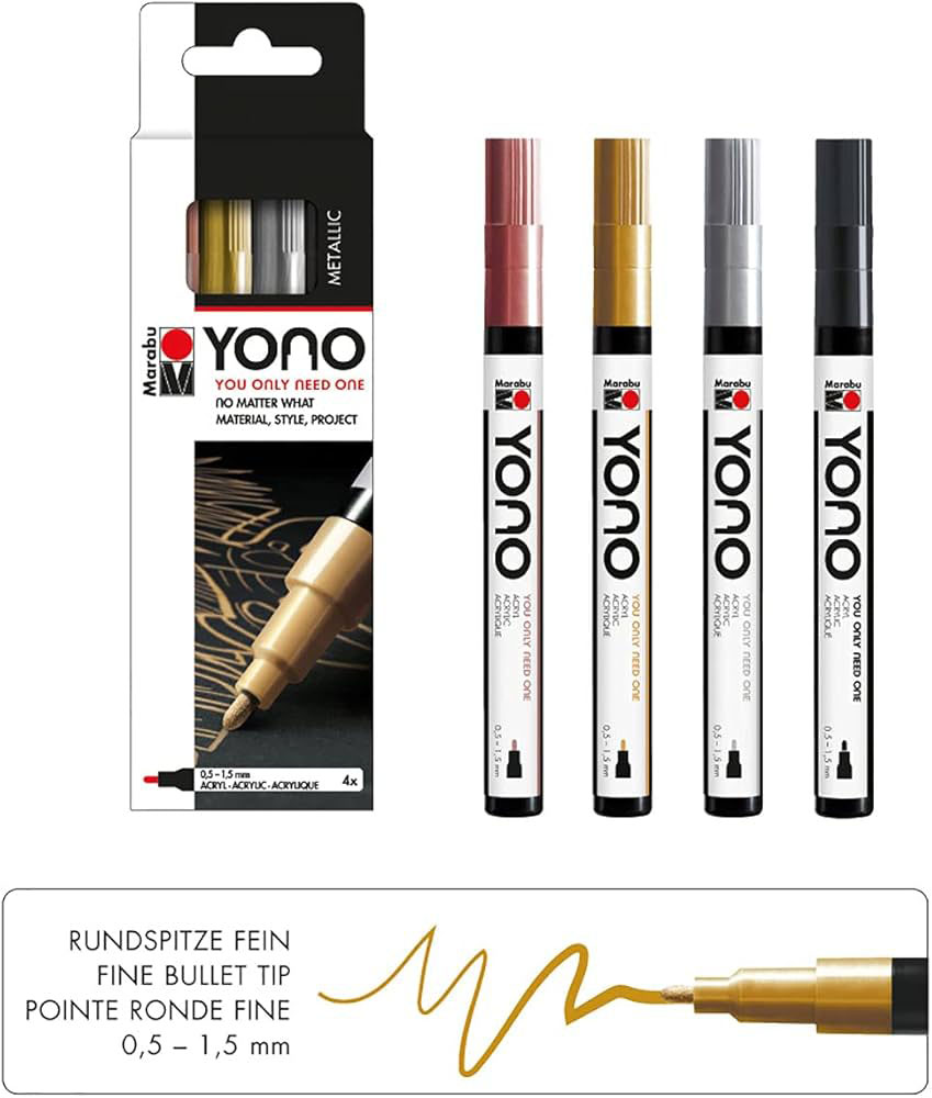 PONART MA-004001 MARABU YONO MARKÖR METAL 4X1.5-3MM SET