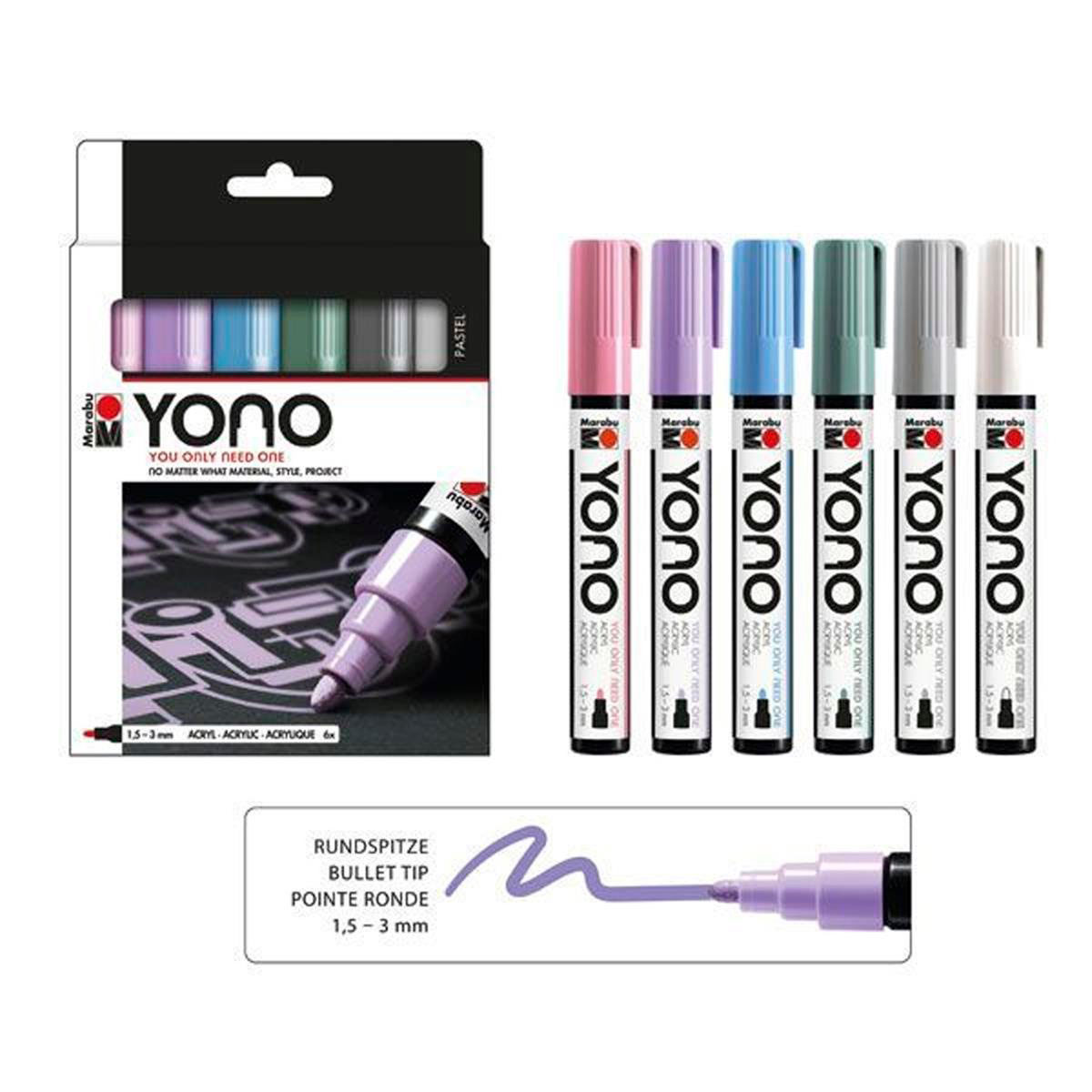 PONART MA-004003 MARABU YONO MARKÖR PASTEL 6X1,5-3MM SET
