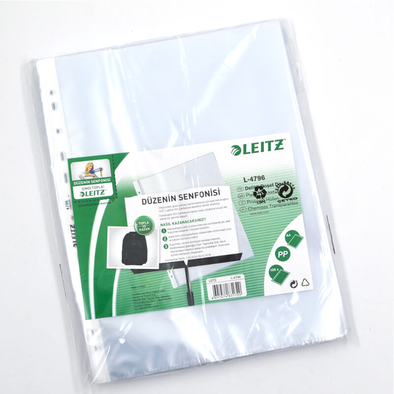 LEITZ 4796 DELİKLİ POŞET DOSYA 100LÜ