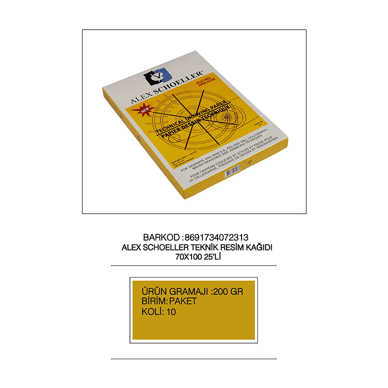 ALEX ALX-2313 TEKNİK RESİM KAĞIDI 70X100 200GR 25Lİ