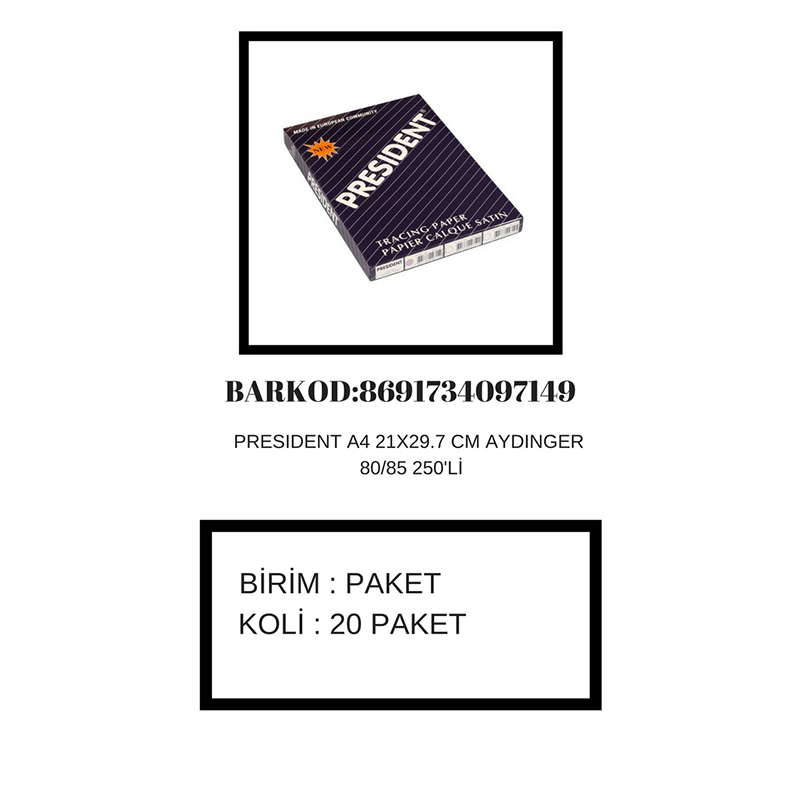 PRESİDENT 7149 AYDINGER 80/85GR A4 250Lİ KT