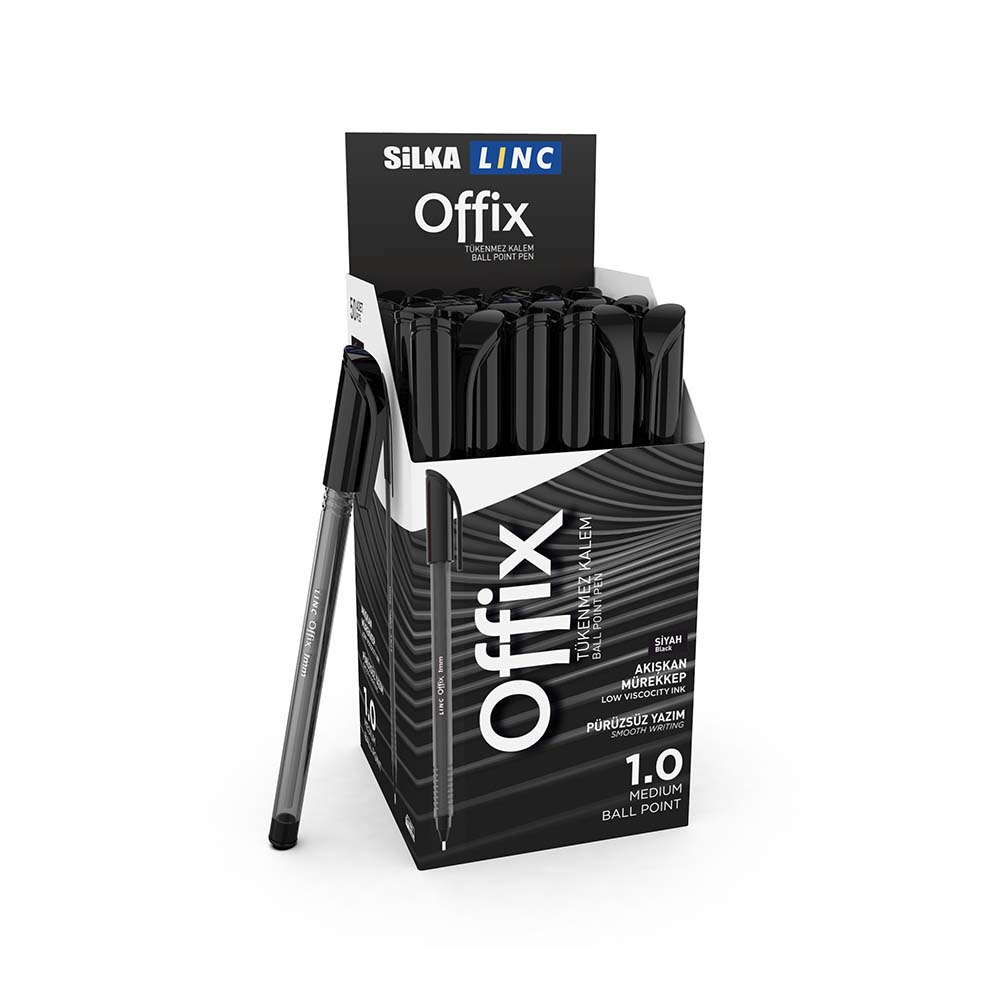 SİLKA ART-435 OFFİX TÜKENMEZ KALEM 1MM 50Lİ KT SİYAH