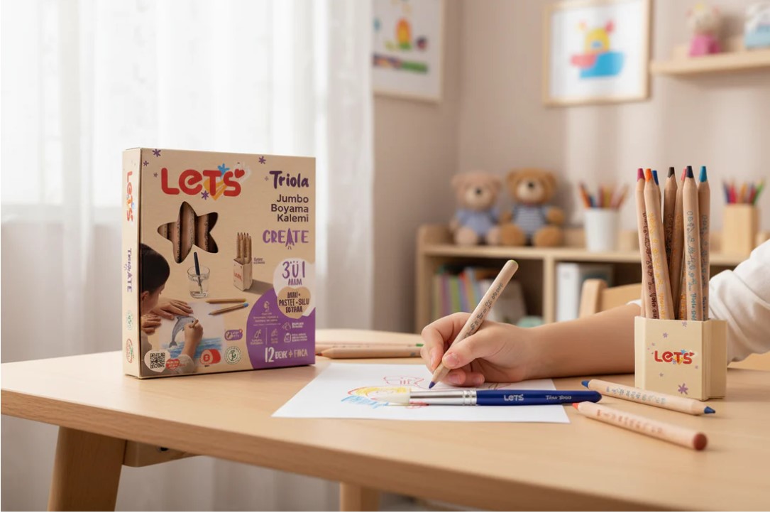LET'S L04005 BOYAMA KALEMİ JUMBO 12 RENK 3 İN PASTEL SULU KURU