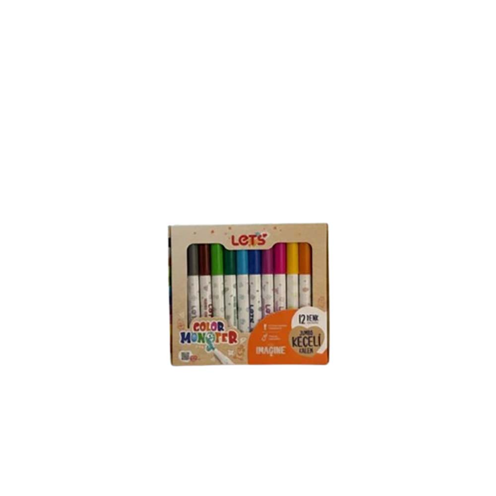 LET'S L05010 KEÇELİ KALEM YIKANABİLİR 12 RENK JUMBO