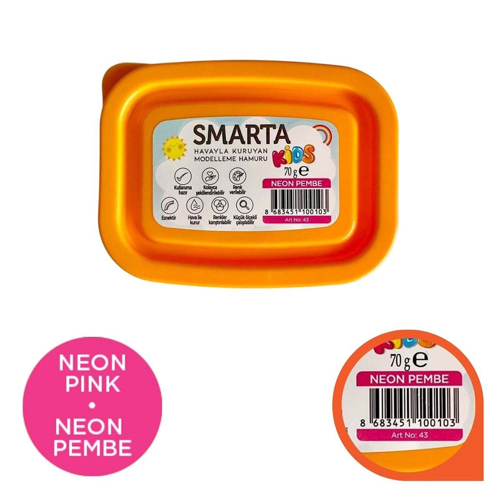 SMARTA 30000043 HAVAYLA KURUYAN MODELLEME HAMURU 70GR NEON PEMBE