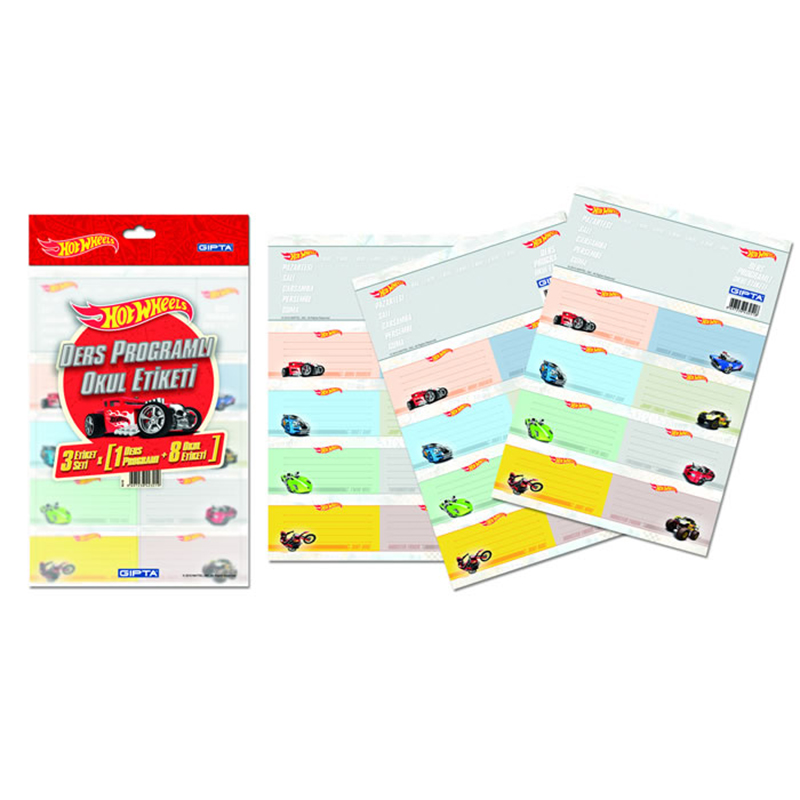 GIPTA 5410 OKUL ETİKETİ DERS PROGRAMLI HOT WHEELS 16X24 3YP