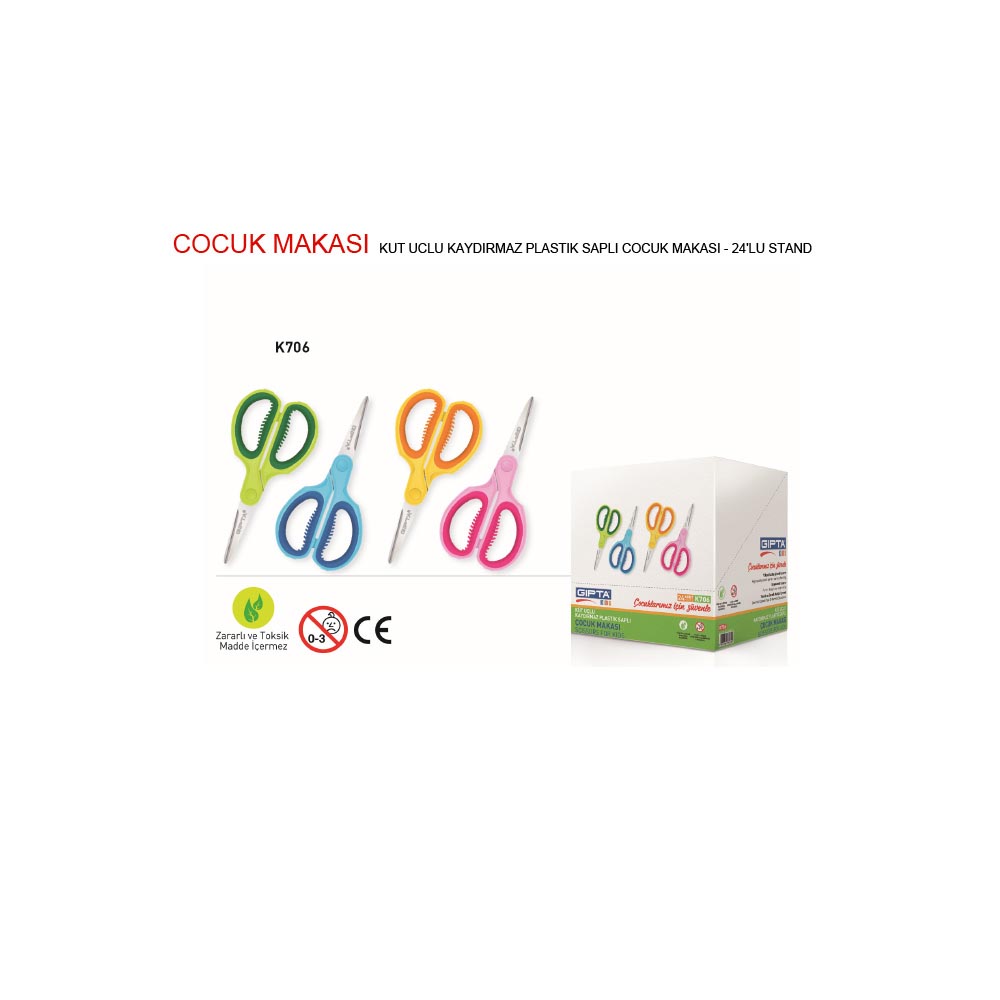 GIPTA 7060 ÇOCUK MAKASI KÜT UÇ DUBLE PLS GÖV 4 RENK