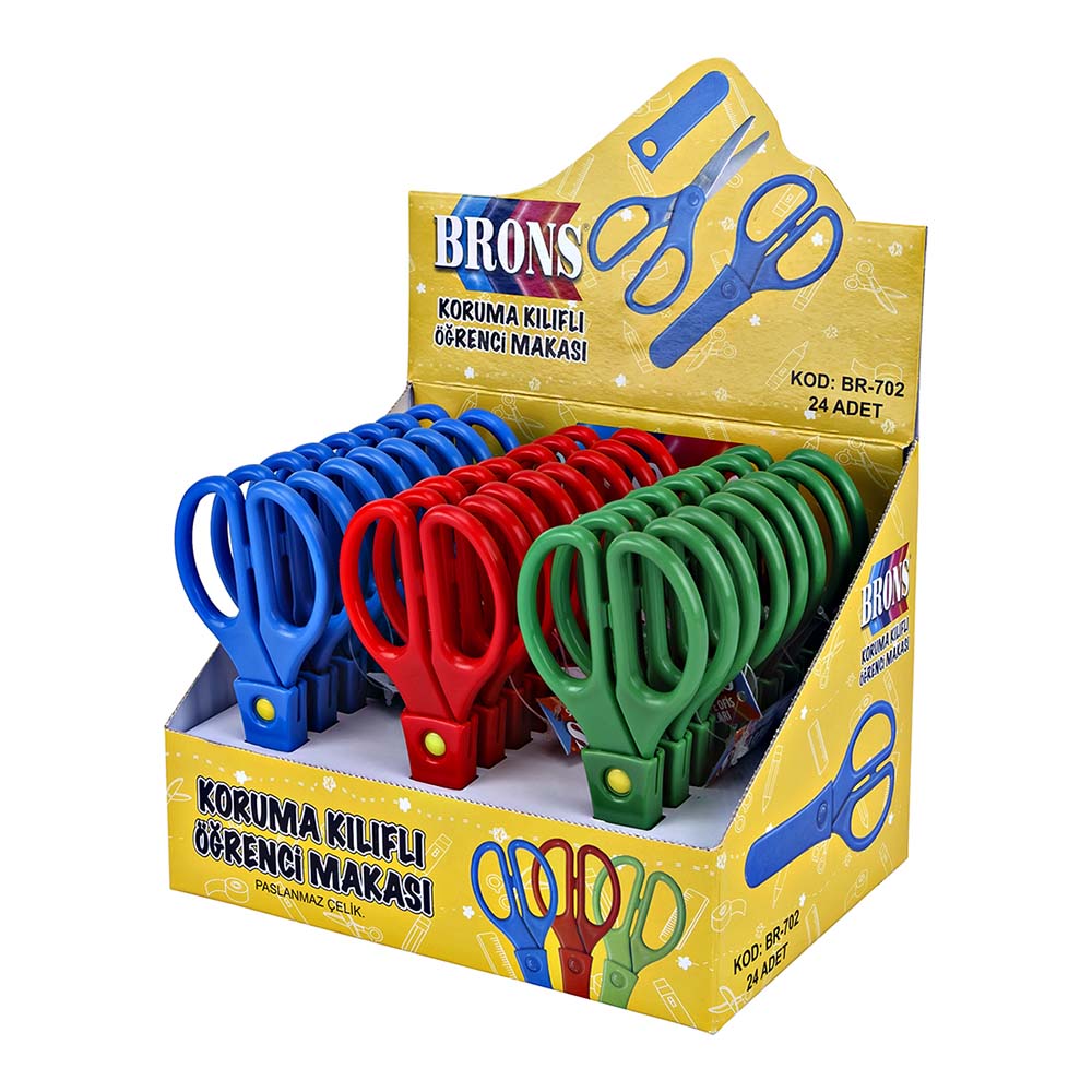 BRONS BR-702 ÖĞRENCİ MAKASI YAYLI KORUMALI