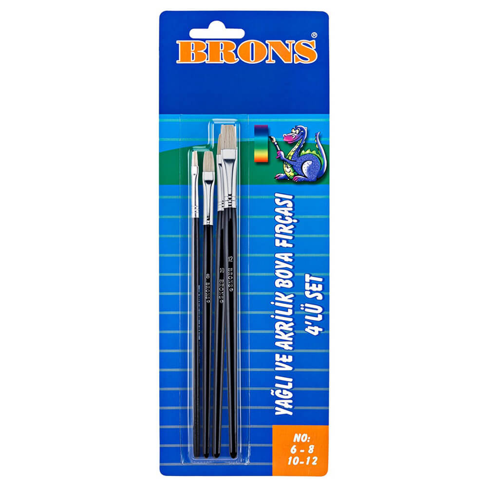 BRONS BR-522 AKRİLİK VE YAĞLI FIRÇA 258 SERİ 4LÜ SET 6-8-10