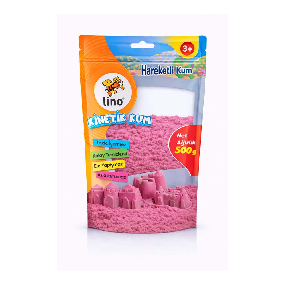 LİNO LN-600P KİNETİK KUM 500GR PEMBE DOYPACK