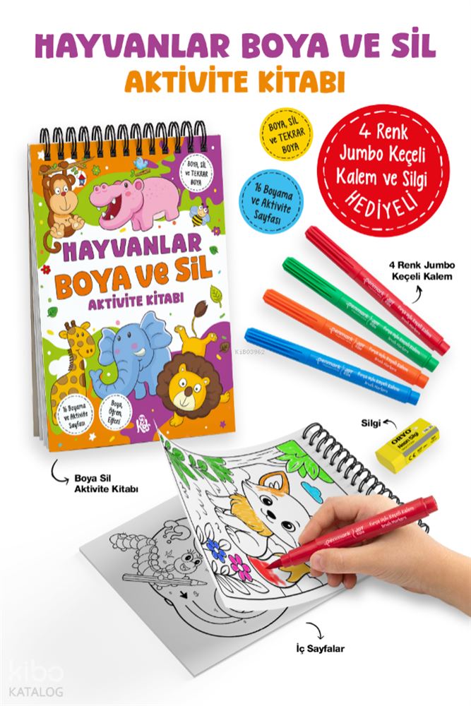 BİGKİDS / BOYA VE SİL AVT KİTABI - HAYVANLAR
