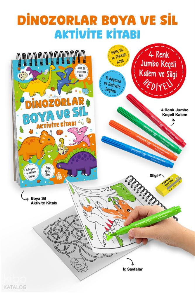 BİGKİDS / BOYA VE SİL AVT KİTABI - DİNOZORLAR