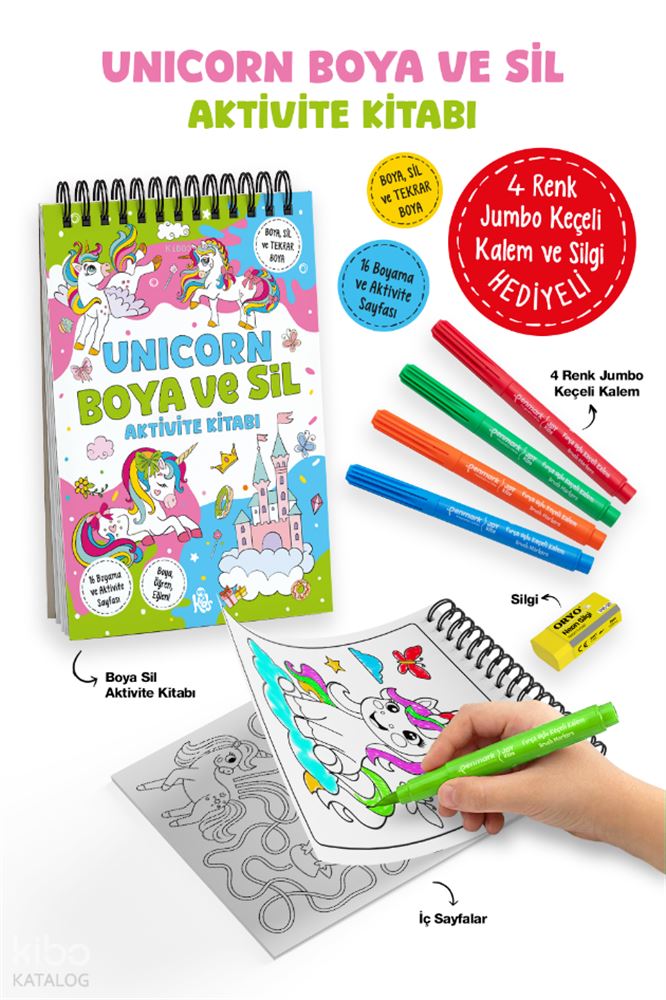 BİGKİDS / BOYA VE SİL AVT KİTABI - UNİCORN