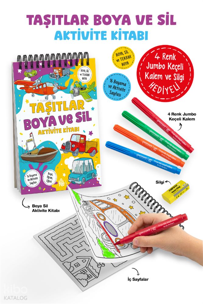 BİGKİDS / BOYA VE SİL AVT KİTABI - TAŞITLAR