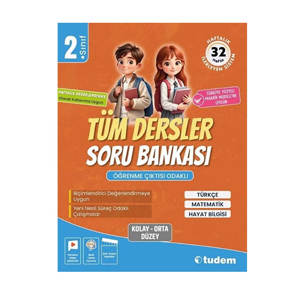 TUDEM / 2. SINIF TÜM DERSLER (İADESİZ)SORU BANKASI 2025(32 HAFTALIK)
