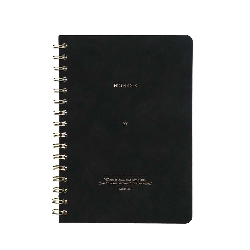VJ 124-1611 VEGAN DERİ ESNEK KAPAKLI SPİRALLİ DEFTER A5 100GR. 128 SAYFA ÇİZGİLİ SİYAH