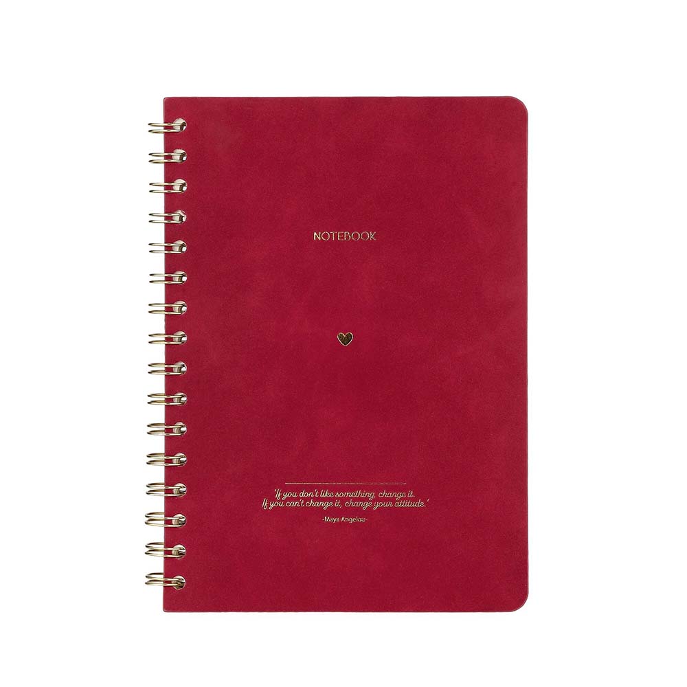 VJ 124-1612 VEGAN DERİ ESNEK KAPAKLI SPİRALLİ DEFTER A5 100GR. 128 SAYFA ÇİZGİLİ KIRMIZI