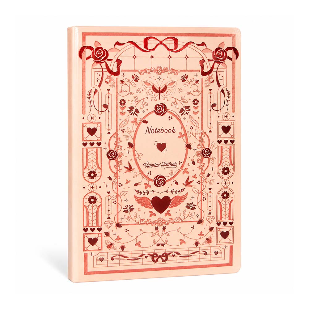 VJ 126-2640 AMOUR VEGAN DERİ SERT KAPAK DEFTER A5 96YP ÇİZGİLİ KUTULU PEMBE