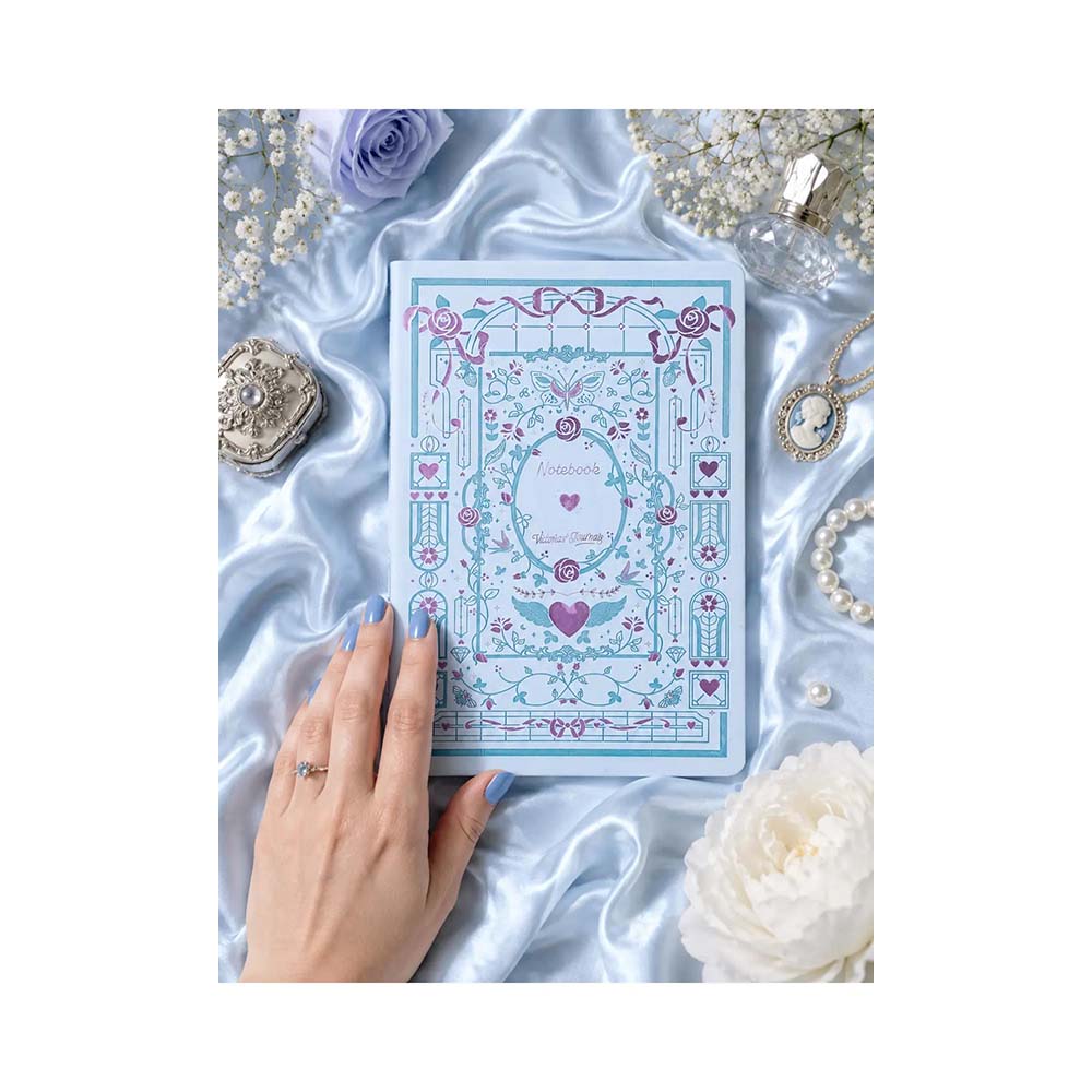 VJ 126-2643 AMOUR VEGAN DERİ SERT KAPAK DEFTER A5 96YP ÇİZGİLİ KUTULU MAVİ