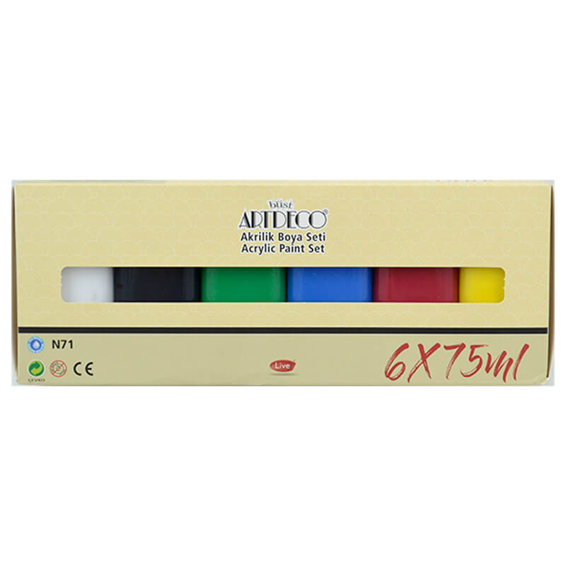 ARTDECO 070I-AS1 AKRİLİK BOYA 6X75ML SET CANLI RENK