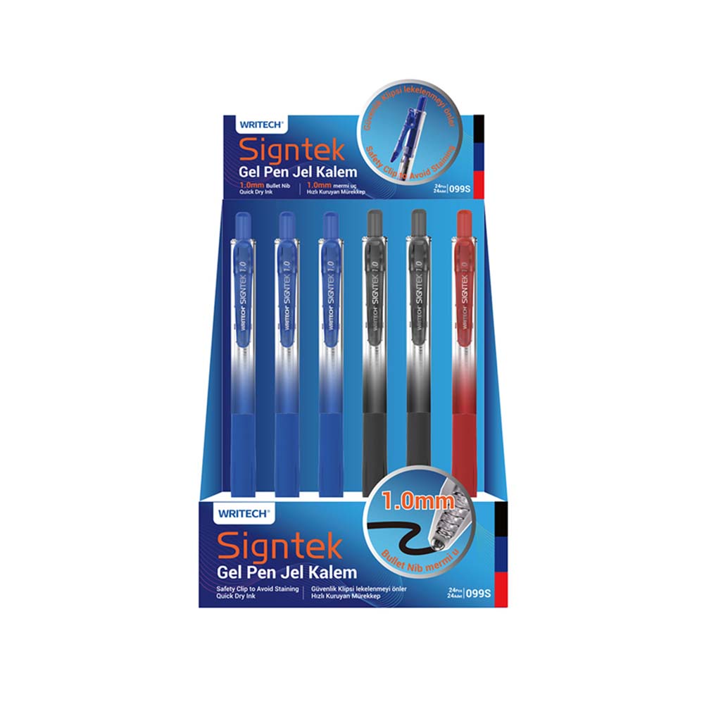 WRITECH W-099S JEL İMZA KALEMİ SIGNETEK 1.0MM MAVİ 24LÜ STN