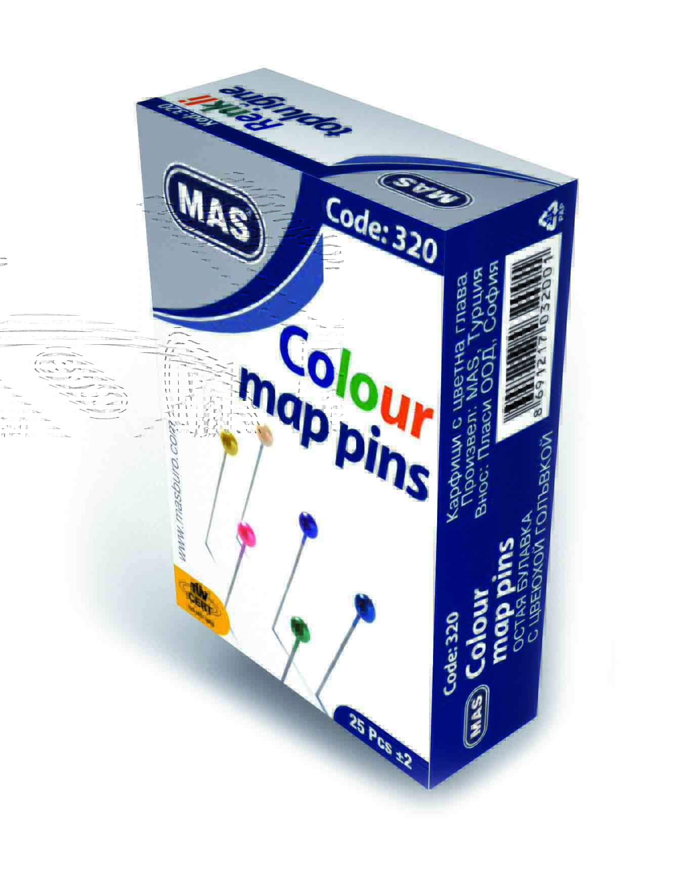 MAS 0320 TOPLU İĞNE RENKLİ BAŞLIKLI 32MM