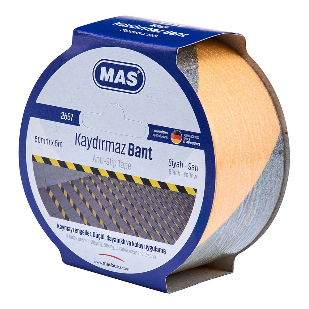 MAS 2657 KAYDIRMAZ BANT 50MMX5M SARI & SİYAH