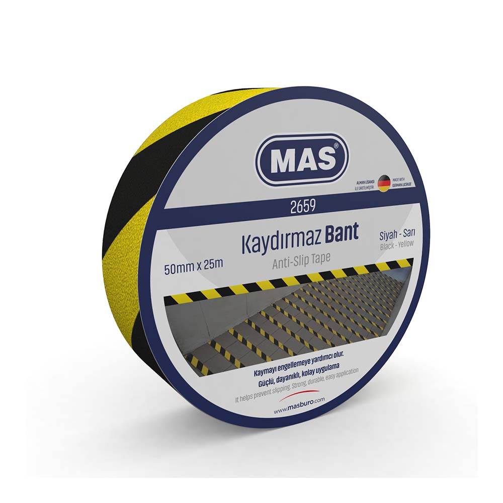 MAS 2659 KAYDIRMAZ BANT 50MMX25M SİYAH
