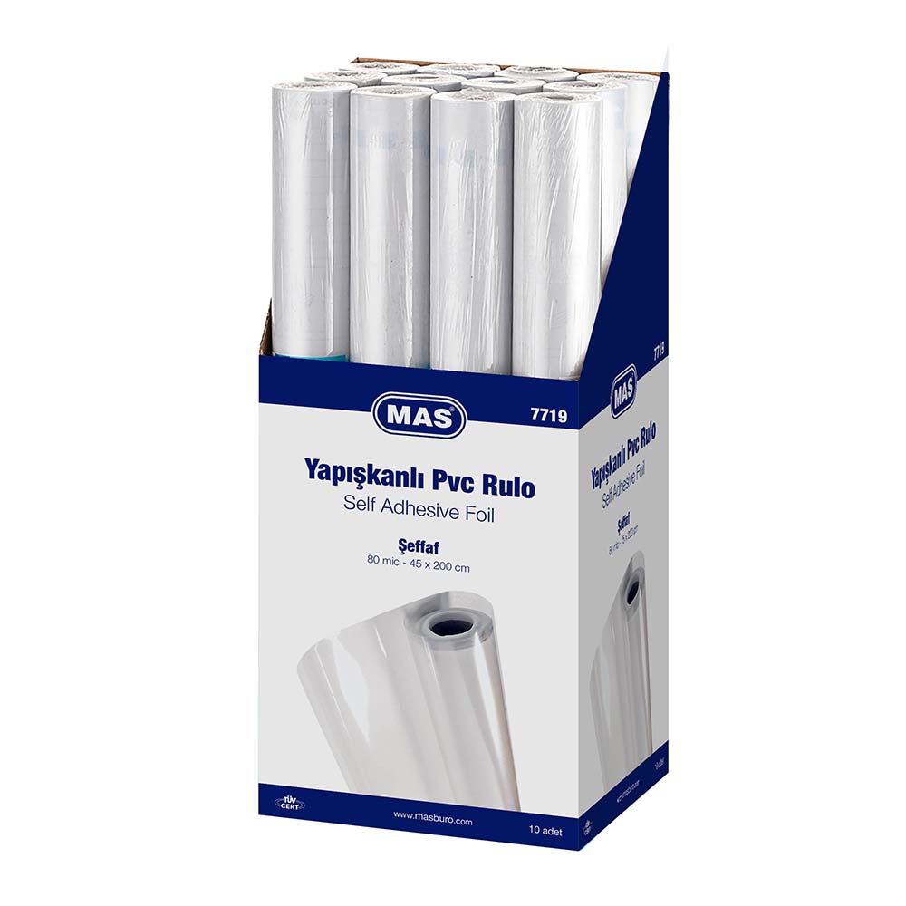 MAS 7719 YAPIŞKANLI PVC RULO 45X200CM ŞEFFAF