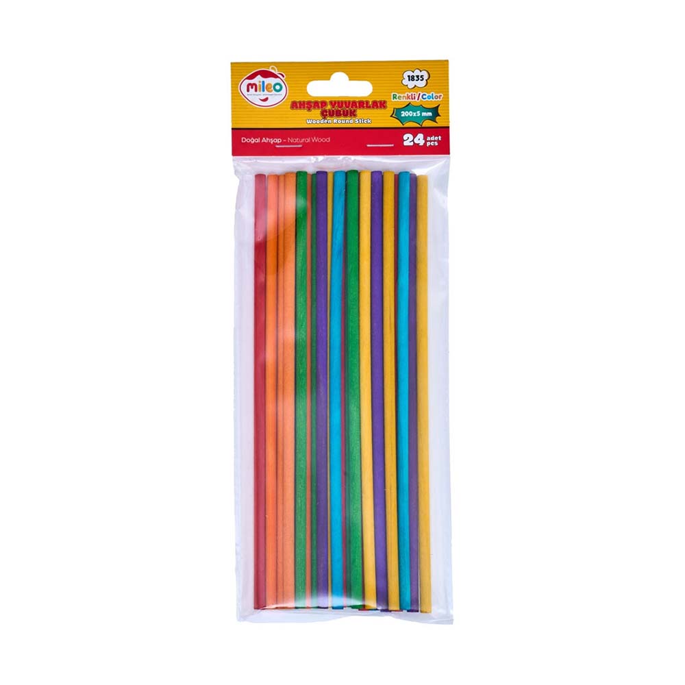 MİLEO 1835 AHŞAP ÇUBUK YUVARLAK 5X200MM RENKLİ