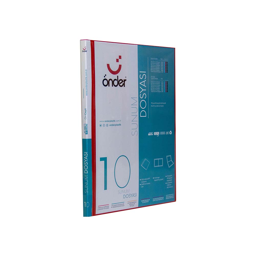ÖNDER 1210-2 A4 ÖN CEPLİ SUNUM DOSYASI 10LU KIRMIZI