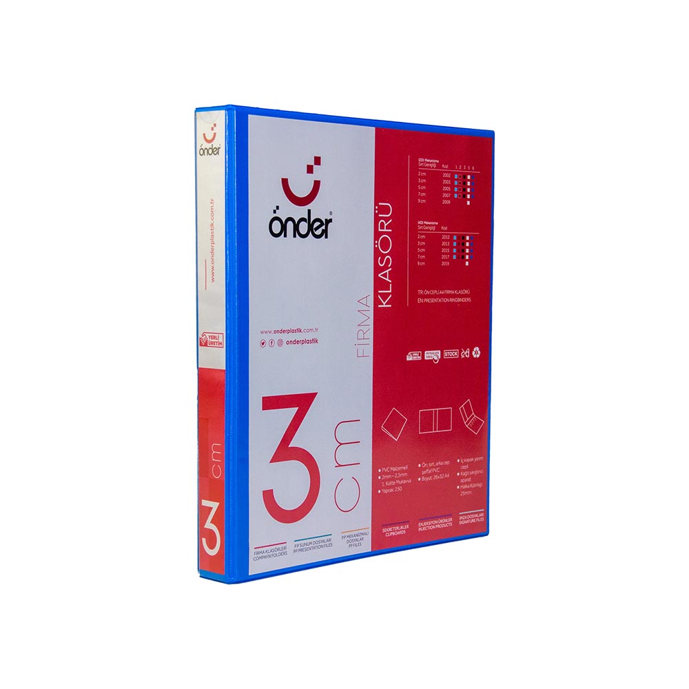 ÖNDER 2013-1 A4 FİRMA KLASÖRÜ 3CM 4D MEK MAVİ