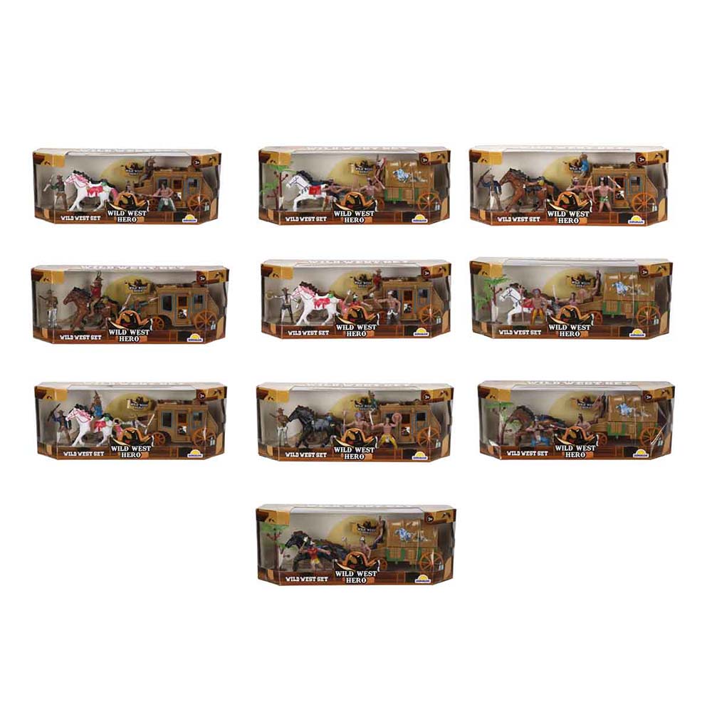 SUNMAN 77116 WILD WEST PLAY SET INDIAN&COACH 10AST.