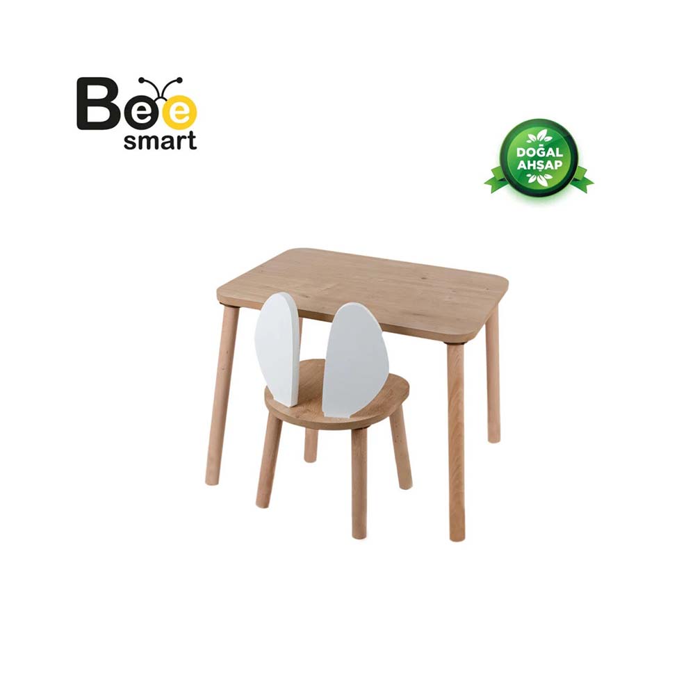 BEE MS-60-1 MASA VE SANDALYE SETİ- SAFİR NATUREL 1 MASA 1 SANDALYE