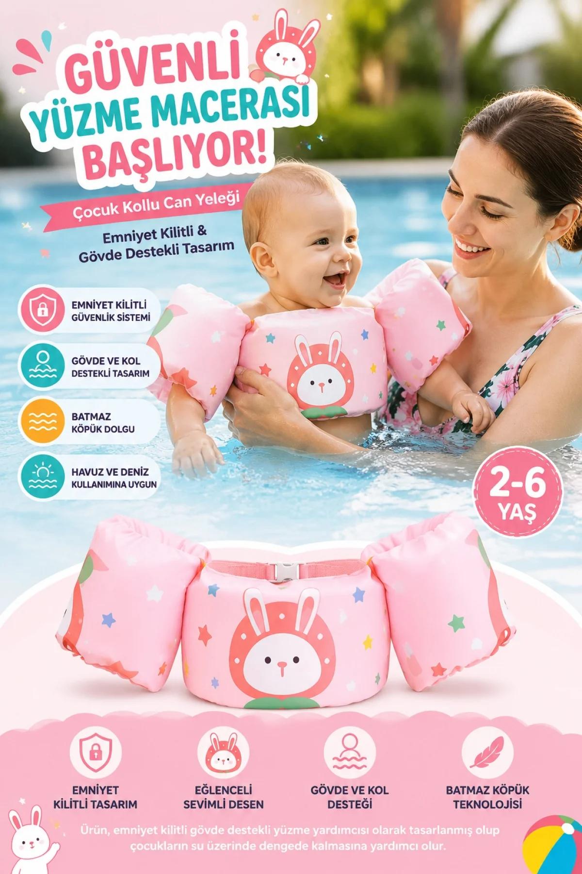 TOYFLYER ÇOCUK YÜZME YELEĞİ KOLLUKLU PEMBE FL001